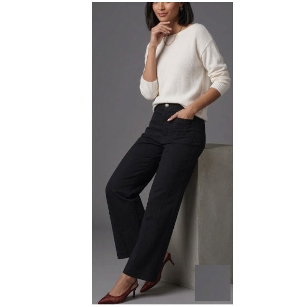 Maeve Anthro Women's Black The Colette Magic Fabric Full Length Pant Size 28 NWT